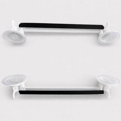 Side profile of two Starlink Mini suction cup mounts showing full length and suction bases with levers, arranged parallel on grey background